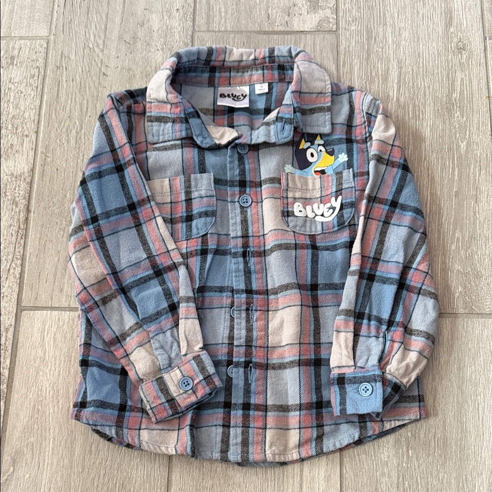 Kids Plaid Bluey Shirt, Size 3T